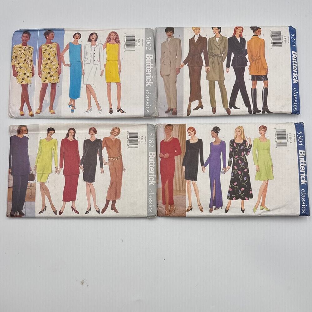 Butterick Classics Sewing Pattern 4 Lot 3(6-8-10) 1(14-16-18) Dress Jacket Top